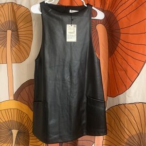NWT ZARA faux leather pinafore dress